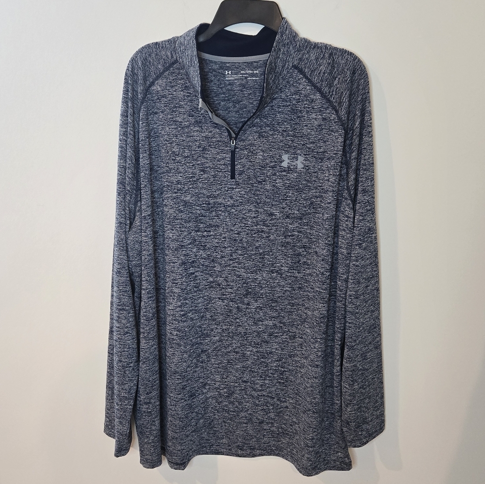 Under Armour Womens Heathered Navy Long Sleeve Shirt Size 2XL